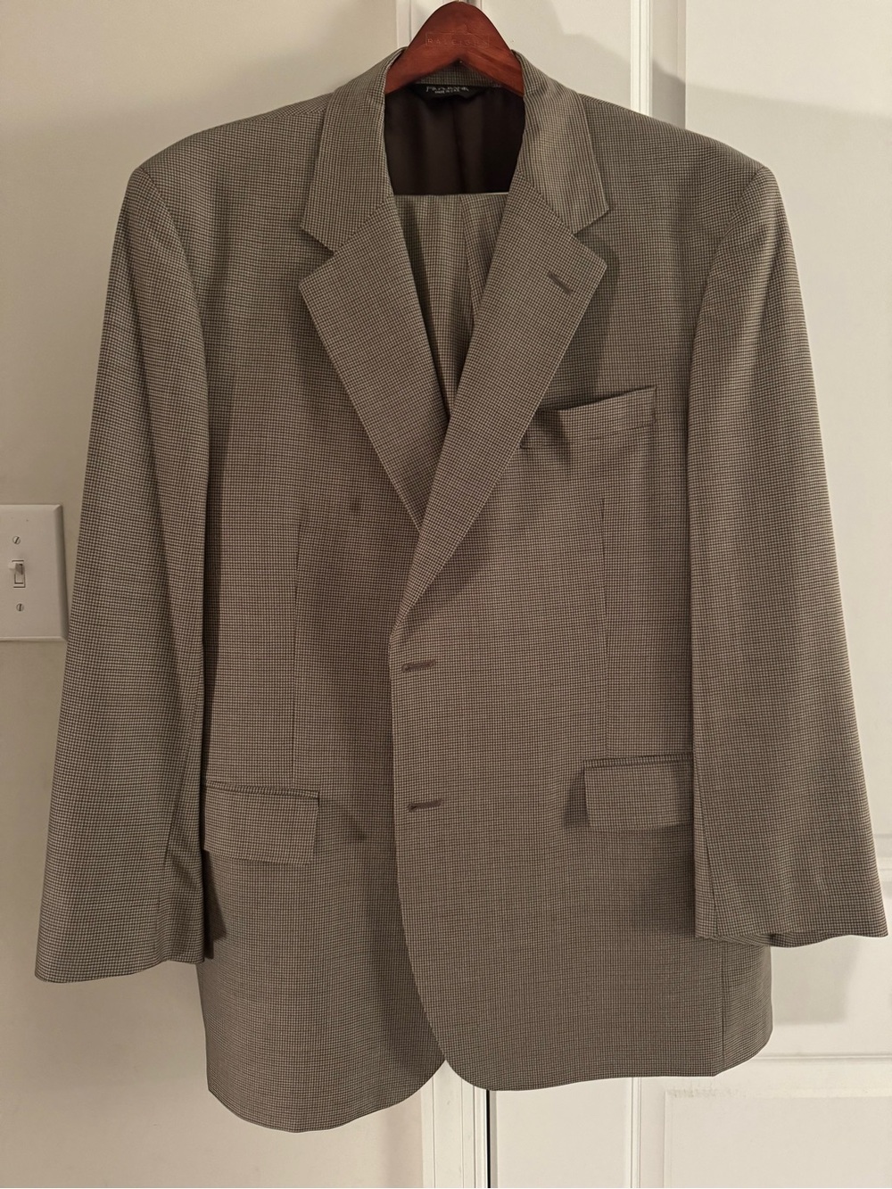 Jos. A. Bank Taupe Houndstooth Men's Blazer size 46R pants 41R
